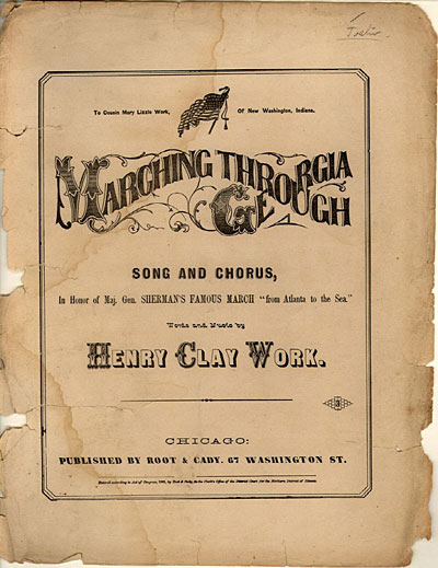 1865년 헨리 클레이 워크가 지은 'Marching Through Georgia' 악보 표지