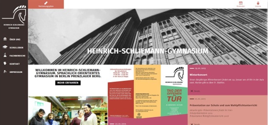 앙겔라 메르켈 독일 총리가 수업했던 학교로 유명한 하인리히 슐리만 김나지움(Heinrich-Schliemann-Gymnasium)의 홈페이지에서는 다양한 학교 행사들과 수업내용들을 볼 수 있다.

