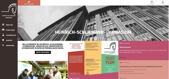  앙겔라 메르켈 독일 총리가 수업했던 학교로 유명한 하인리히 슐리만 김나지움(Heinrich-Schliemann-Gymnasium)의 홈페이지에서는 다양한 학교 행사들과 수업내용들을 볼 수 있다.
