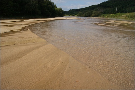 모래톱 위를 강물이 유유히 흘러가는, 모래강 내성천의 전형적인 모습이 담겼다. 