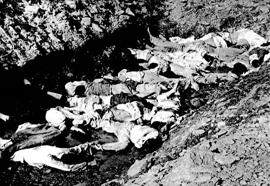 1950년 당시 촬영된 대전 산내 골령골 학살 현장