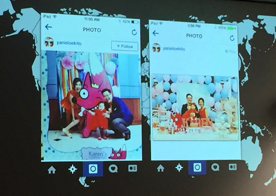 김민석 스마트스터디 대표는 19일 오전 구글 기자간담회에서 유아 교육용 앱 '핑크퐁' 캐릭터를 이용해 아이 생일 파티 사진을 찍은 한 인도네시아 부부 사례를 소개했다.  