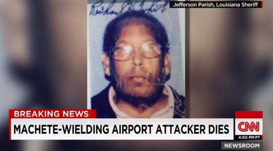 미국 뉴올리언스공항에서 일어난 난동 사건을 보도하는 CNN 뉴스 갈무리.