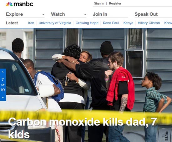 미국 메릴랜드의 한 가정집에서 발생한 일가족 8명 사망 사건을 보도하는 NBC 뉴스 갈무리.