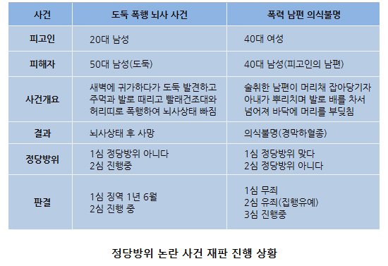  정당방위 논란 사건 재판 진행 상황