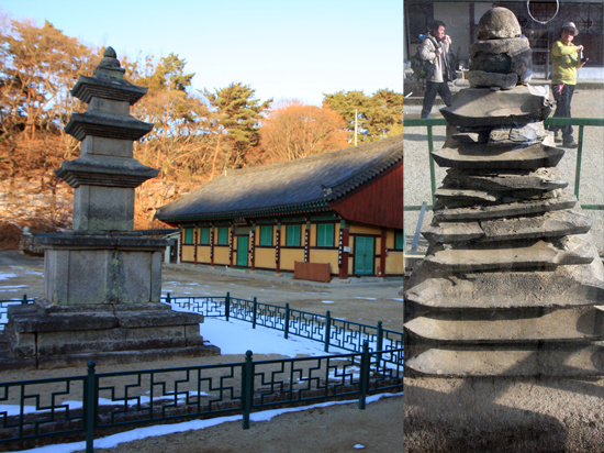 (왼쪽부터) 동화사 비로암 3층석탑과 동화사 염불암 청석탑