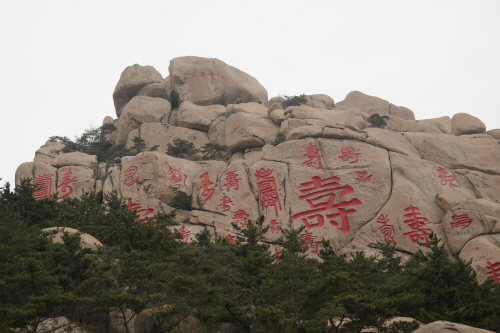 붉은 색의 목숨 수(壽)자가 도가 수련의 결과물처럼 우뚝 서 있다.