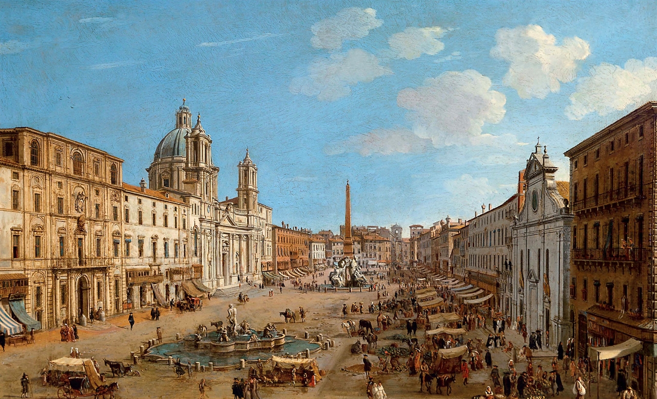카스파 반 비텔 '로마의 나보나 광장' 개인소장 
Caspar van Wittel ? private collection? The Piazza Navona, Rome (1699)