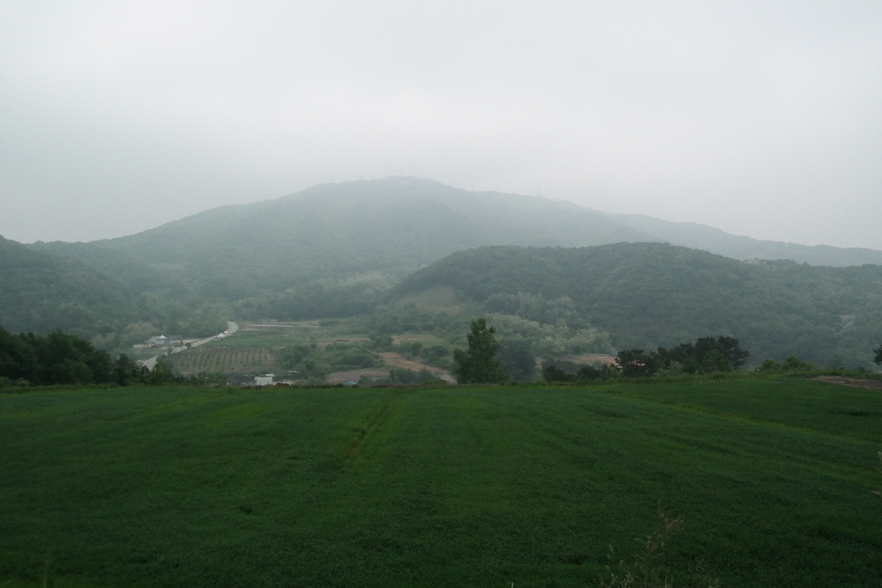 멀리 보이는 산이 흑성산 이다. 아랫쪽에 보이는 곳에 소리가 있는 마을 천안 아리랑 전수관이 자리하고 있다.