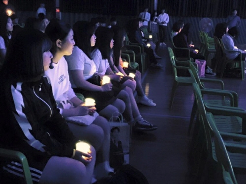 정읍 청소년 세월호 추모의 날 문화제에 참석한 학생들.