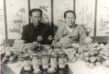 나의 어머니 조완옥(우)과 아버지 한성범(좌). 1990년 10월 북한을 방문했을 때 형제들로부터 받은 회갑사진이다. 아버지는 일찍 세상을 뜨셨고, 어머니는 6개월 전에 세상을 뜨셨다.