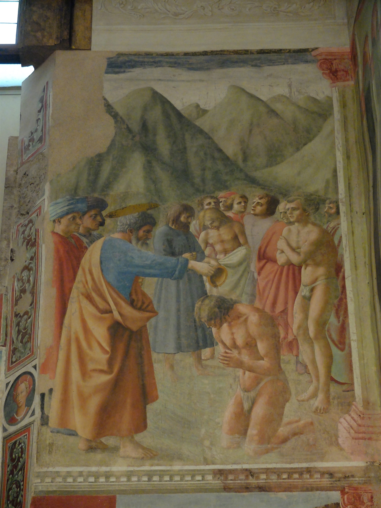 마사초 '사마리아인에게 세례를 주는 성 베드로' 피렌체, 브랑카치 예배당. 