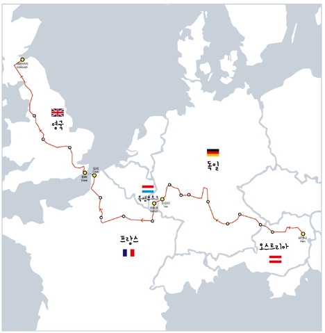 집시 부부의 90일간 유럽 3500km 자전거 여행 코스