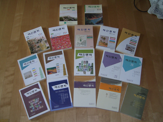 필자가 1998년부터 한 해 두 번씩 만들어온 향토문학지 <태안문학>의 일부 표지들