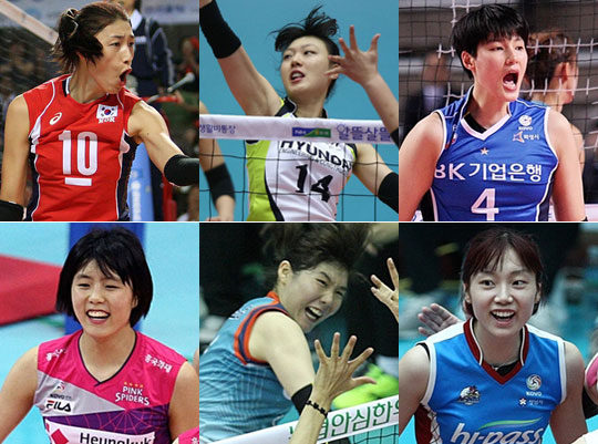  김연경·양효진·김희진·문정원·이소영·이재영(위에서 시계 방향)  