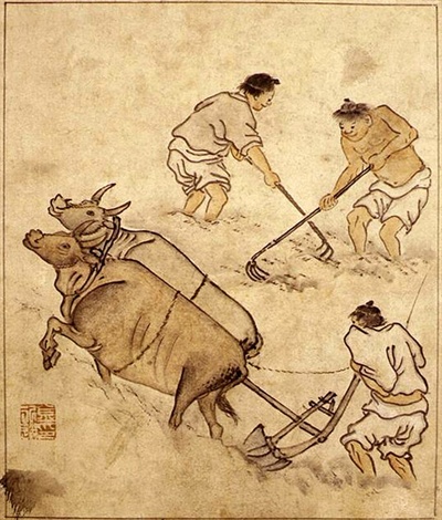 옛날 서민들은 한여름에도 노동을 권유당했다. 이미지는 김홍도의 <논갈이>