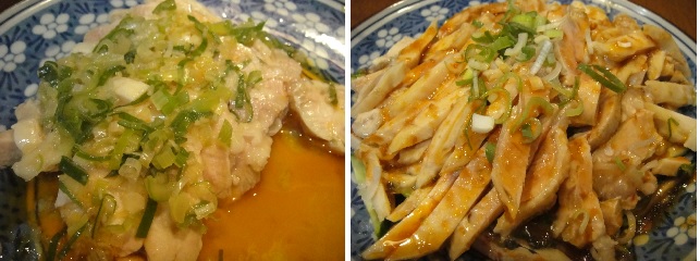 　　일본 사람이 중화요리 식당에서 주문한 먹거리입니다. 둘 다 익힌 닭고기를 이용해서 만들었습니다. 