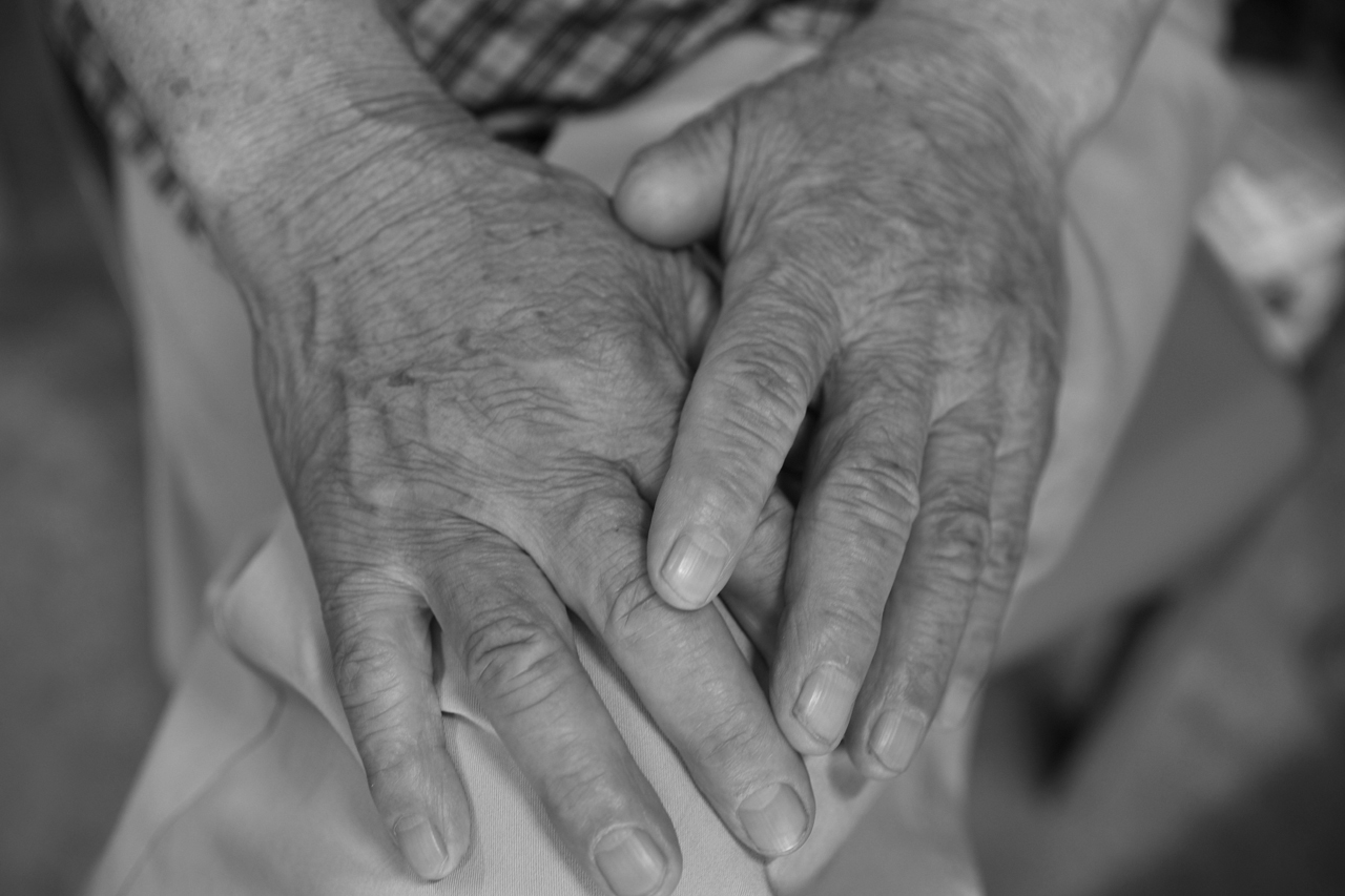 손 정기섭(82세)씨의 손, 오른손 엄지는 어릴적 작두에 잘려나갔다고 한다. 82세의 고령임에도 손아귀의 힘과 팔근육은 단단했다.