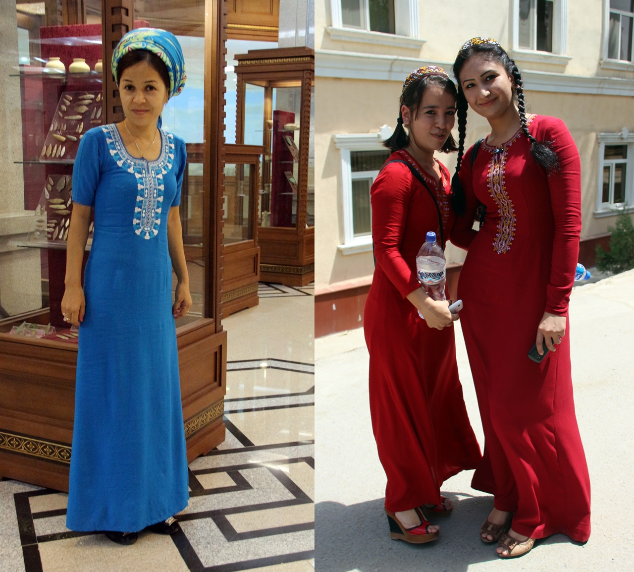 우즈베키스탄, 타지키스탄의 펑퍼짐한 전통복과 비교되는 실루엣이다