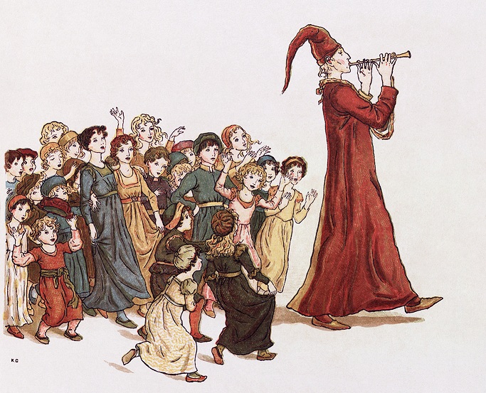 <하멜른의 피리부는 사나이>의 삽화 Illustration by Kate Greenaway for Robert Browning's "The Pied Piper of Hamelin"
