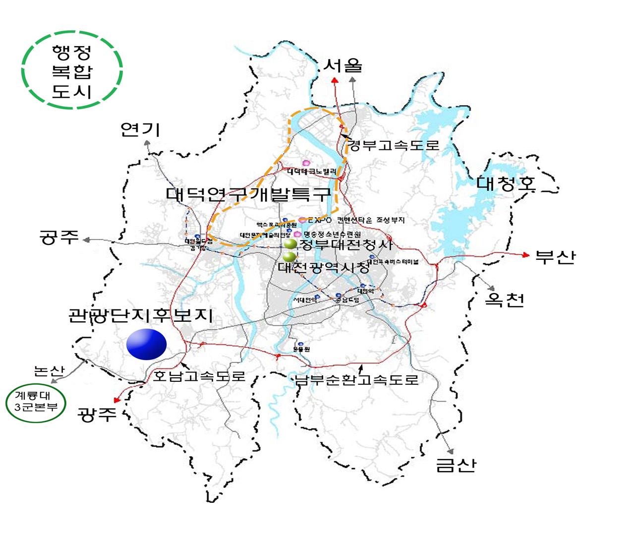 대전에서 차지하고 있는 성북동의 위치