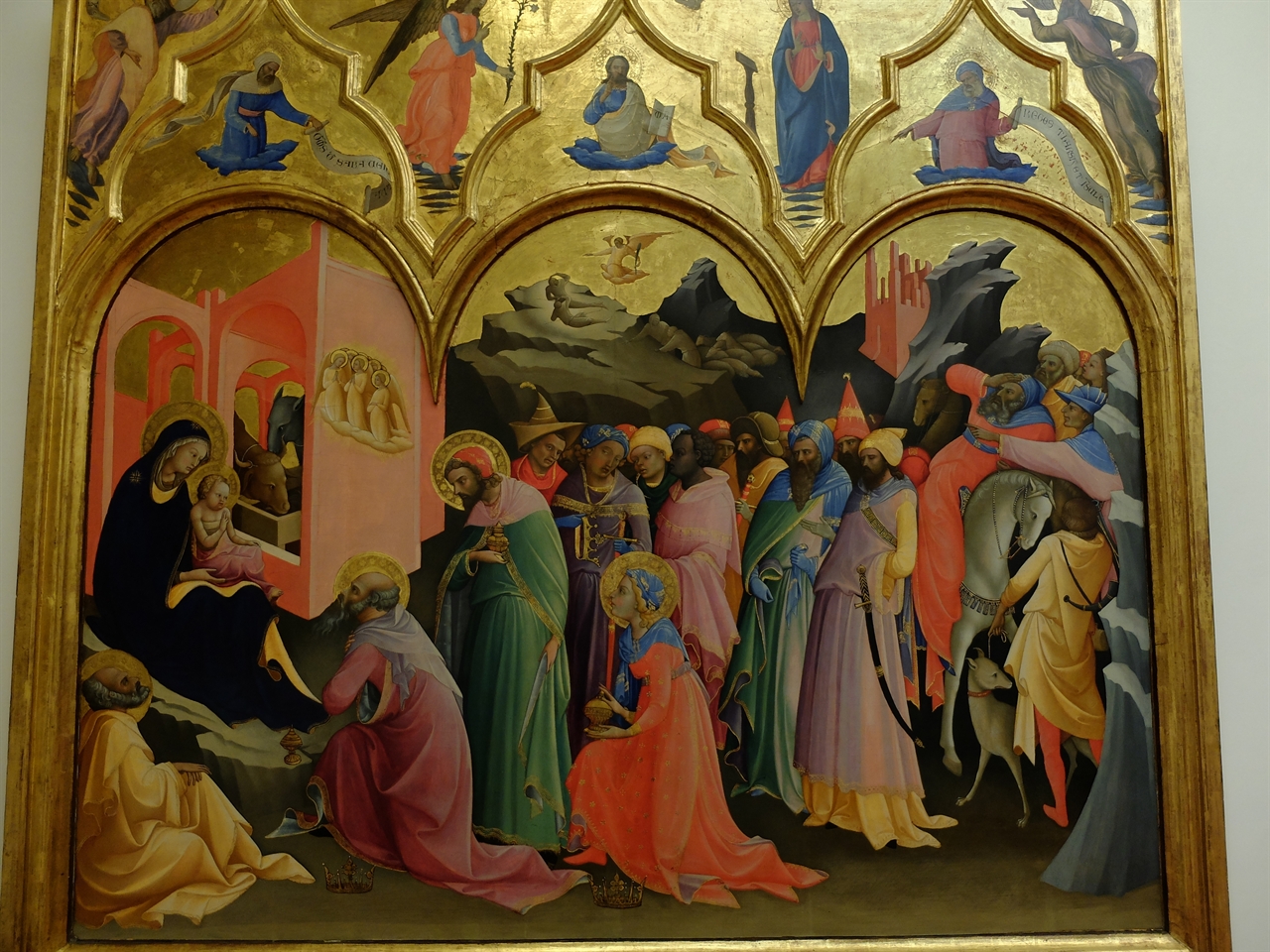 로렌초 모나코, '동방 박사의 경배', 피렌체 우피치미술관. 동방박사 행렬의 화려한 색채가 돋보이는 국제고딕양식의 그림입니다.