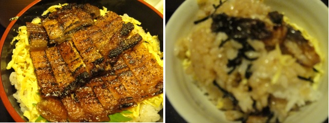           히츠마무시 장어 덮밥입니다. 밥 위에 장어를 구워서 올려놓았습니다. 먹을 때는 작은 그릇에 덜어서 국물에 말아서 먹습니다.