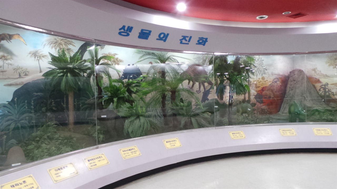 전라북도 어린이 회관의 내부 중 생물의 진화를 설명하고 있는 전시관