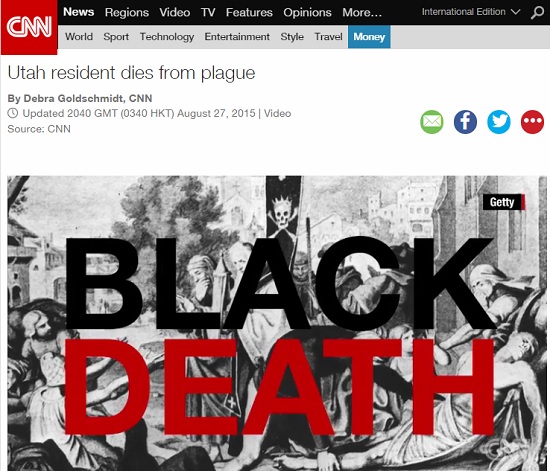 미국에서 페스트로 인한 네 번째 사망자가 나왔단 소식을 보도한 CNN 갈무리