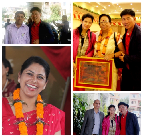 지인인 네팔국정교과서 출판위원장 돌린드라 사르마(Dolindra pd sarma)씨와 올해의 네팔 여성작가상 수상자 그리고 또 다른 상을 수상한 라즈니 다칼(Rajani Dhakal)씨 그리고 캐피탈 FM 사장을 반갑게 만났다.