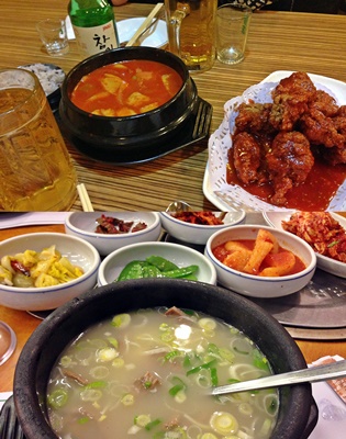 한인타운에서 먹었던 한국음식들. 중국에 있으면 설렁탕이나 감자탕같은 시원한 국물이 땡긴다.