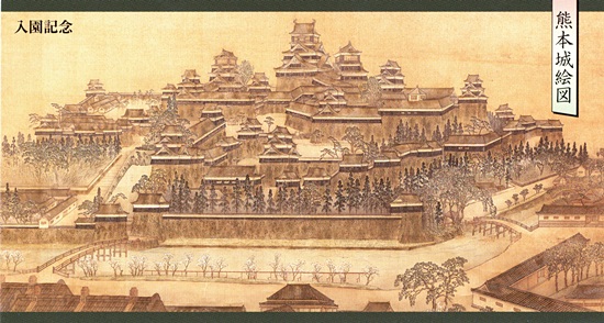 입장권에 있는 그림으로 난공불락의 구마모토 성의 위용을 보여주고 있다.