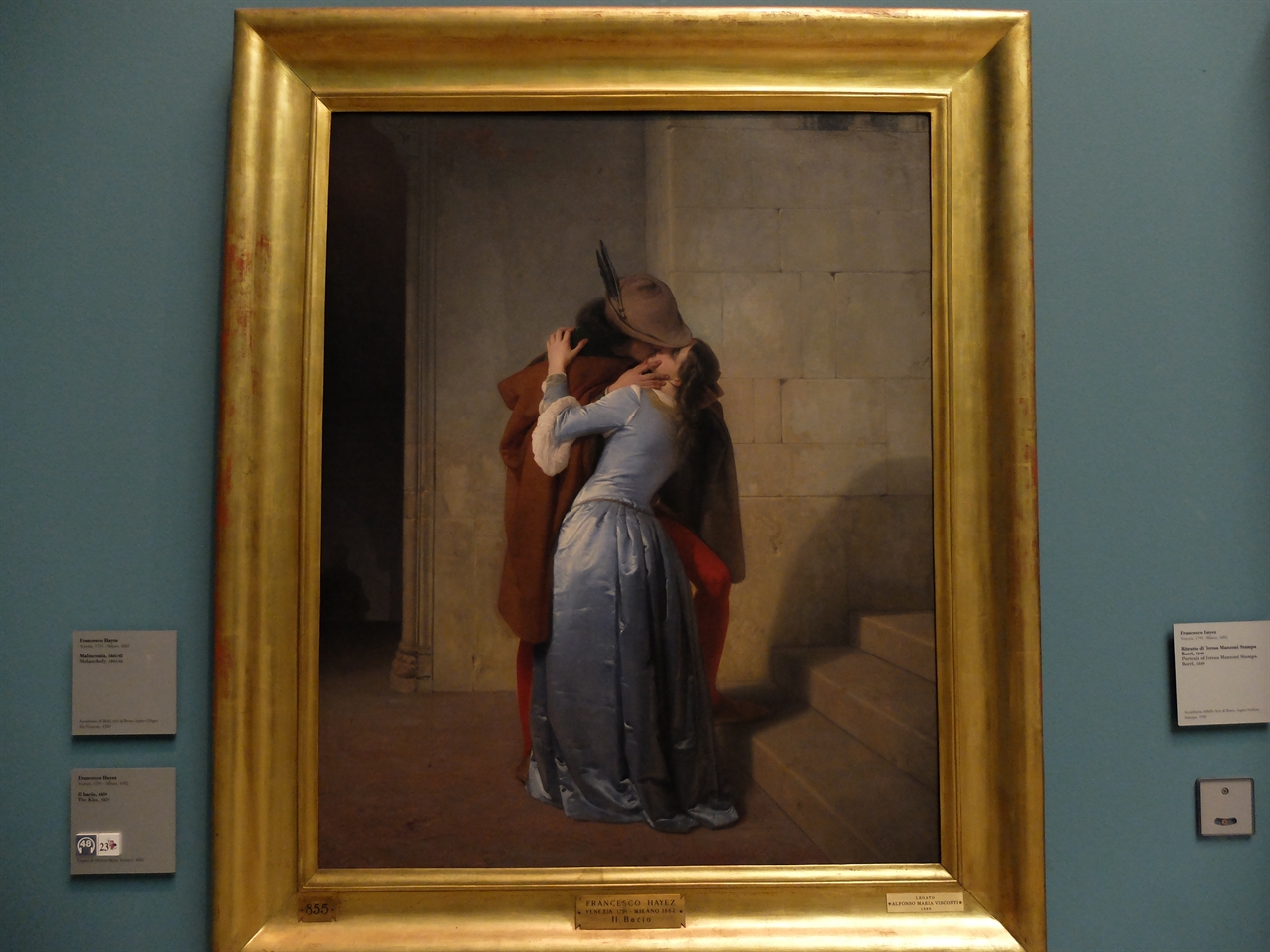 프란체스코 하예즈, '키스', 밀라노 브레라 미술관. 신고전주의에서 낭만주의로의 이행에 결정적인 역할을 한 하예즈의 '키스'는 제목처럼 강렬하게 다가옵니다.