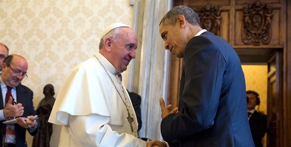 오바마 미국 대통령과 프란치스코 교황의 만남.