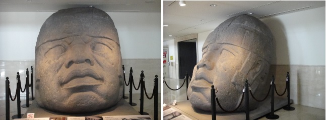            텐리산코칸 박물관 입구에 있는 올멕 돌 탈입니다(높이:237cm).