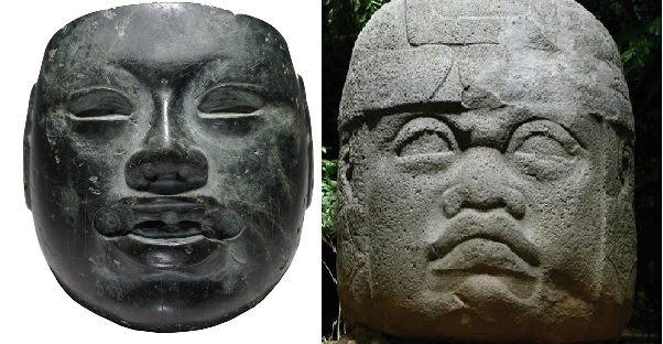 왼쪽 사진은 브리티쉬뮤지엄에 있는 올멕 돌 탈입니다(너비:11.3, 높이:13, 두께:5.6 cm).