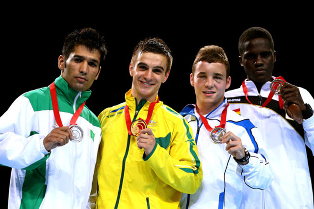  2014 영연방복싱대회에서 은메달을 획득한 무하마드 와심