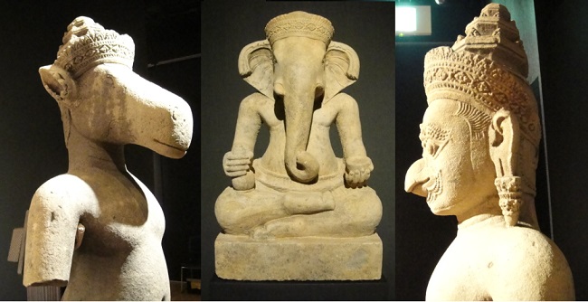            사진 왼쪽부터 말머리 바지무카 신, 코끼리 머리 가네샤 신, 새머리 가루다 신입니다.