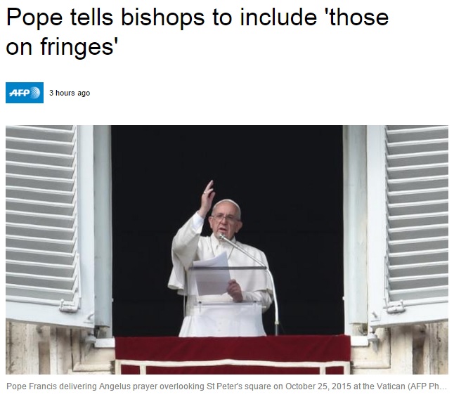 프란치스코 교황의 가톨릭 주교 시노드 폐막 미사를 보도하는 AFP통신 갈무리.