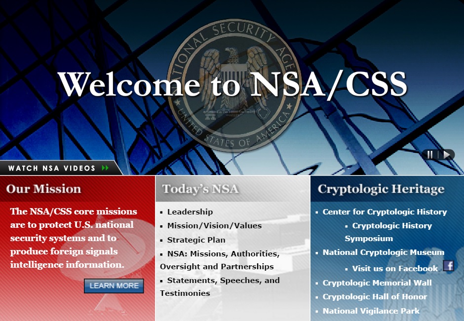 미국 국가안보국(NSA) 공식 홈페이지 갈무리.