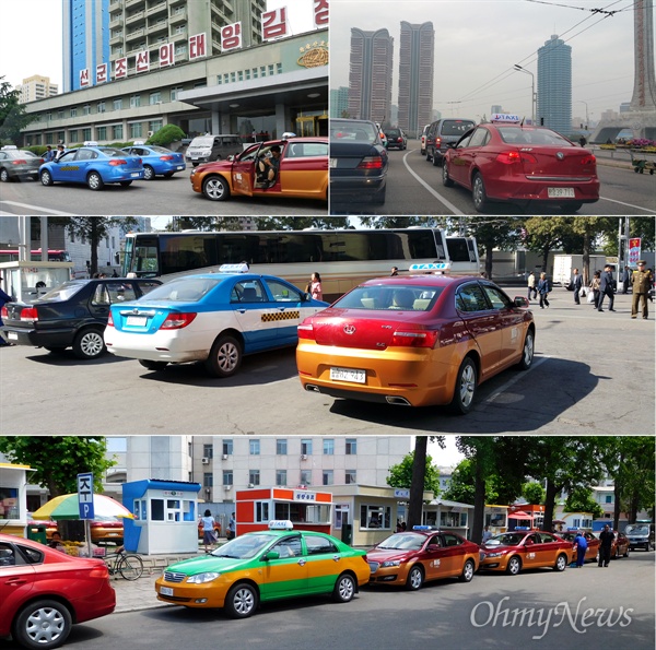 평양 시내에서 만난 각양각색의 택시들.