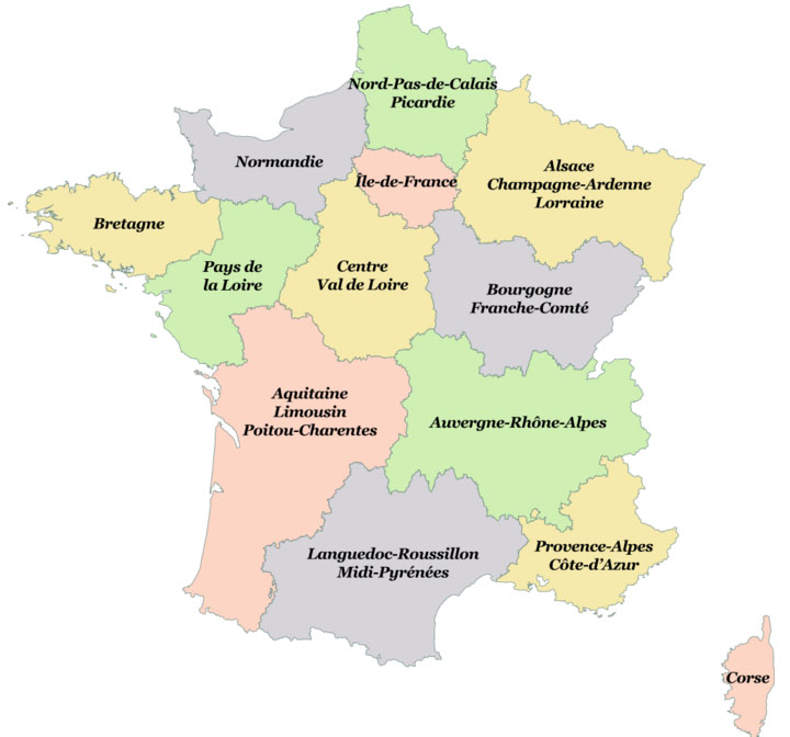 2015년 1월부로 개편된 프랑스 지역 선거 선거구