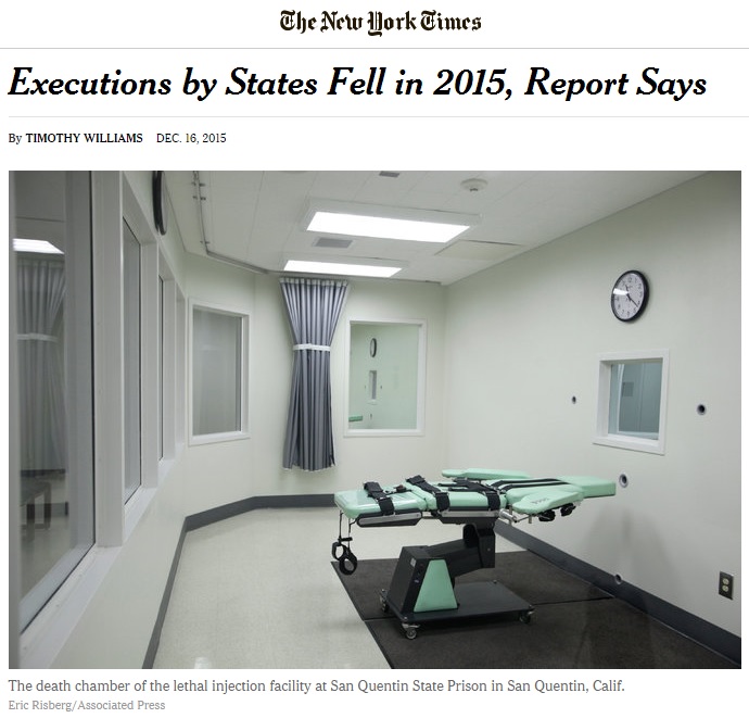 미국의 사형 집행 감소를 보도하는 <뉴욕타임스> 갈무리.