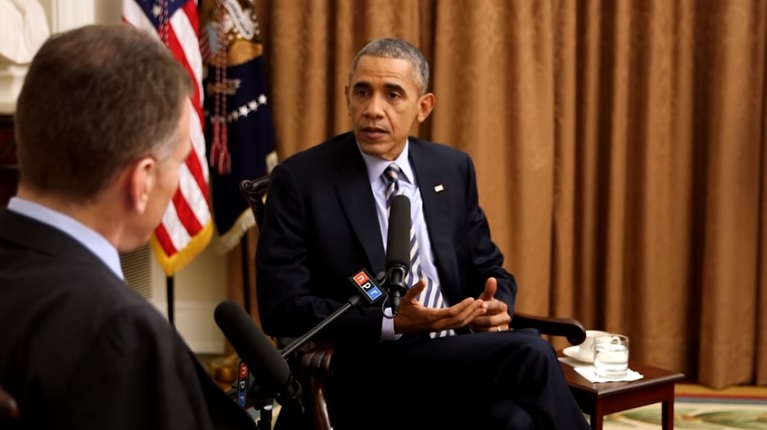 버락 오바마 대통령과의 대담을 중계하는 미국 공영라디오 NPR 방송 갈무리.
