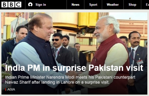 인도와 파키스탄의 정상회담을 보도하는 BBC 뉴스 갈무리.