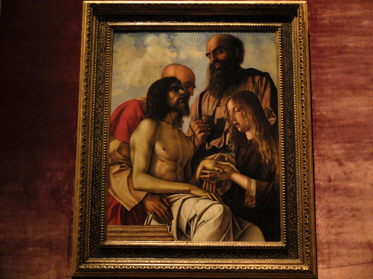 조반니 벨리니, <피에타>, 바티칸 박물관 회화관. 성모 마리아를 묘사하지 않은 이 작품은 지금까지 본 적 없는 구도의 피에타입니다.