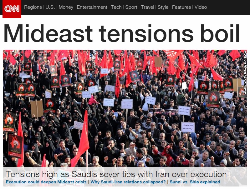 중동의 이슬람 종파 갈등 격화를 보도하는 CNN 뉴스 갈무리.