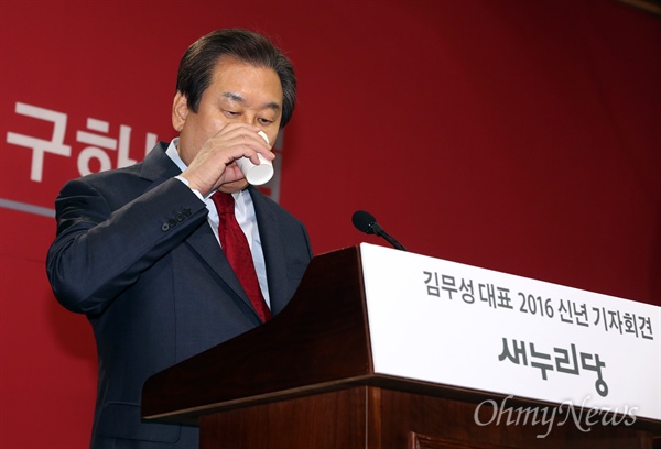 새누리당 김무성 대표가 18일 국회 의원회관에서 신년 기자회견을 갖고 정국 현안에 대한 견해를 밝히고 있다.