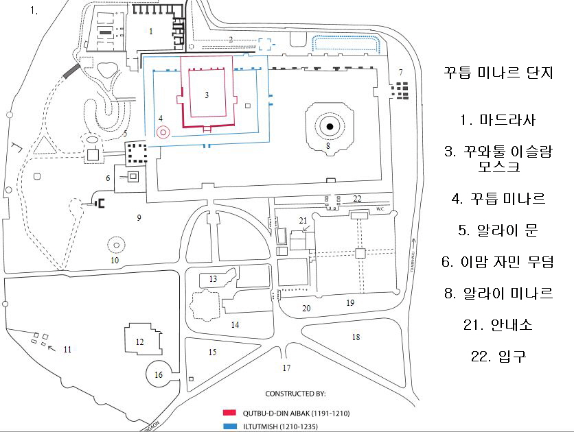 꾸뜹 미나르 단지 개념도.