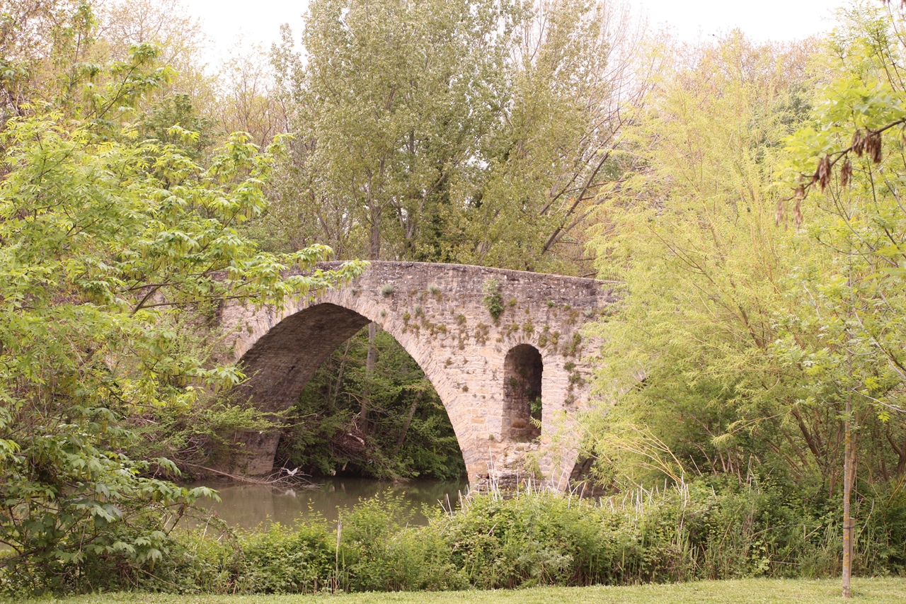 팜플로나로 연결된 다리, 아르가 강 위에 고딕 양식으로 지어졌다.